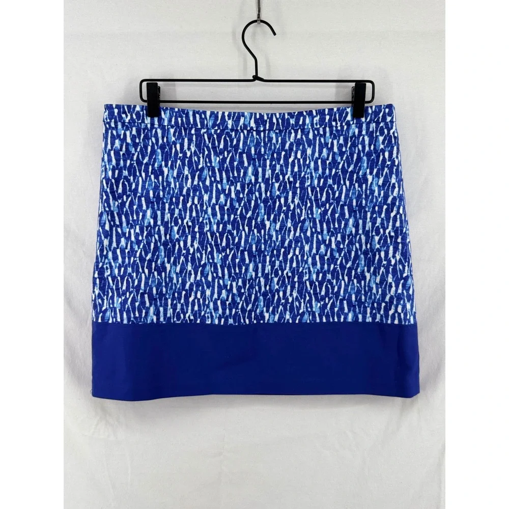 Michael‎ Michael Kors Blue White Ikat Print Colorblock Mini Skirt Womens Size 12